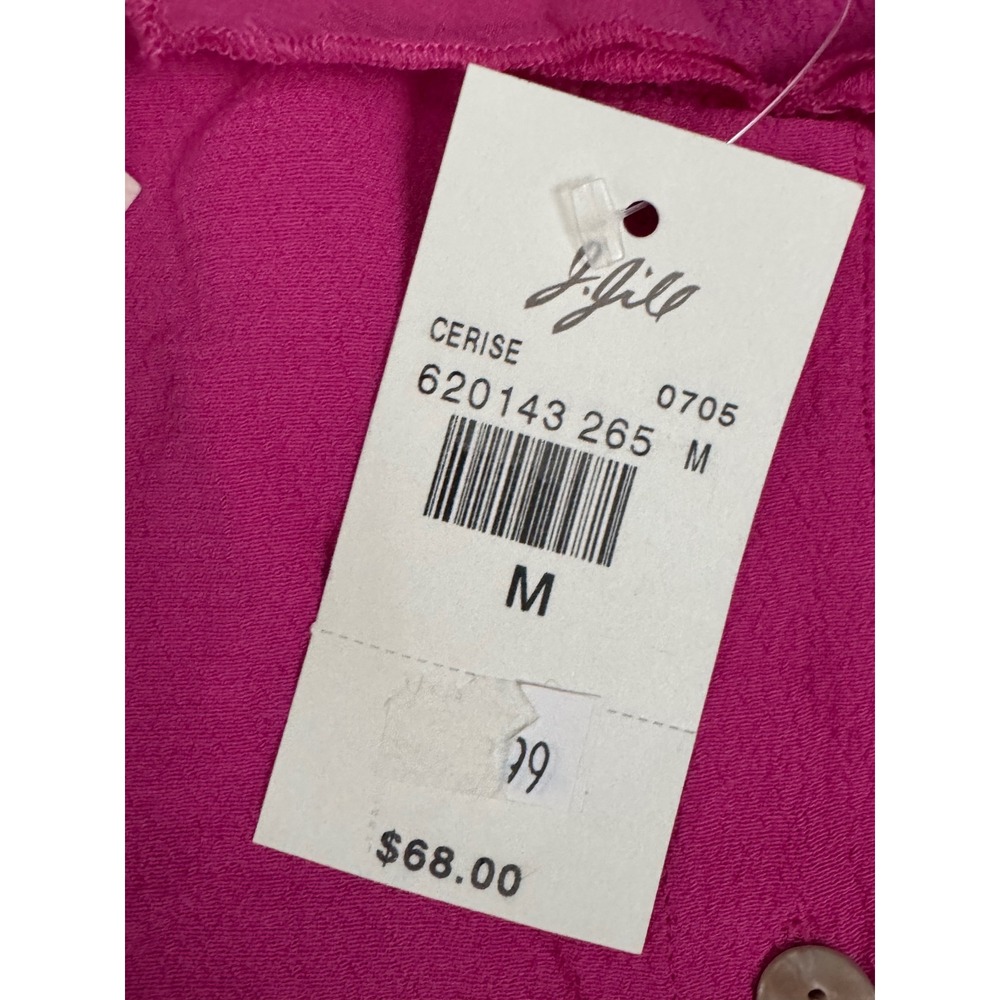 J Jill Womens Button Down Shirt Flowy Pockets Cerise Pink Long Sleeve Size M NWT - Picture 4 of 6